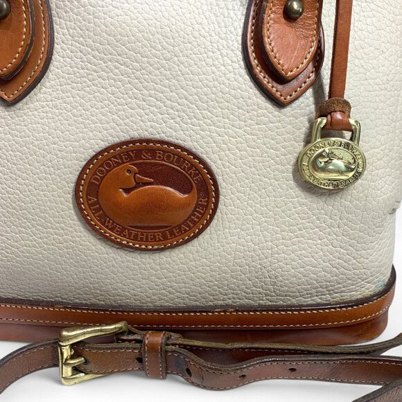 Vintage Dooney & Bourke Norfolk Satchel Bone Leather With British Tan Trim All-W - Picture 5 of 14